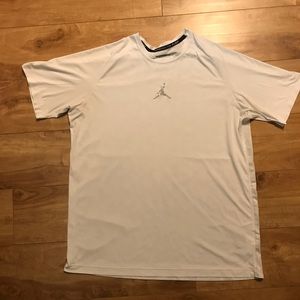 White Jordan Dri fit tee shirt